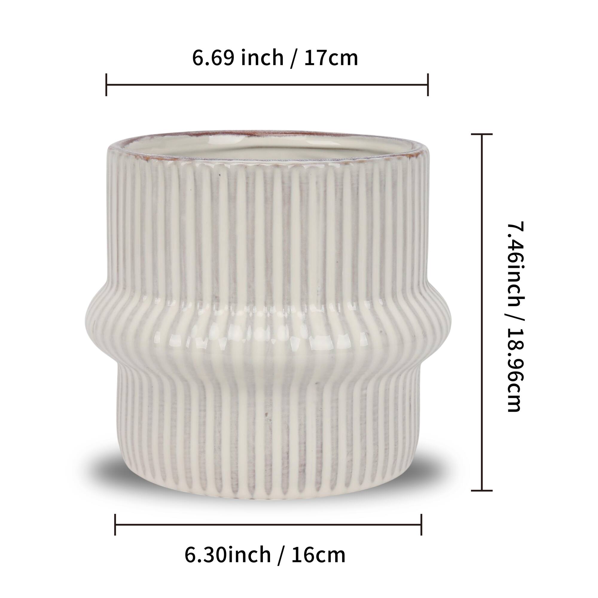 7.5" White Ribbed Ceramic Pot by Ashland®